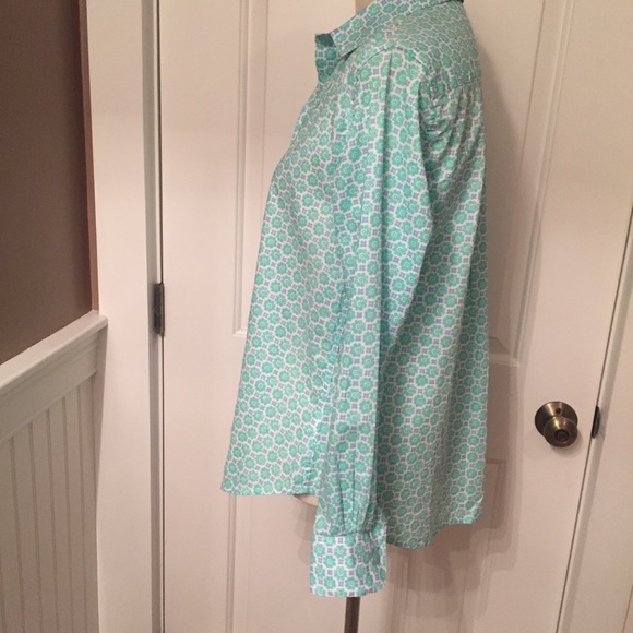 CAPE MADRAS TOP BUTTON DOWN WHITE BLUE PREPPY PRINT SIZE MEDIUM - Picture 2 of 7